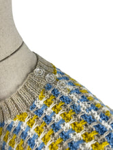 Load image into Gallery viewer, Reproduction 1940's Waffle Stripe Jumper in Parchment, Cascade, White and Mustard Knitted from a Wartime Pattern - Bust 36 38 40