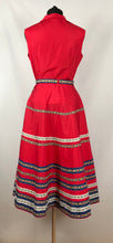 Load image into Gallery viewer, Original 1950s Red Cotton Patio Set - Bust 34" Waist 24"