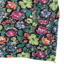 Load image into Gallery viewer, Original 1940's Textured Crepe Floral Hankie in Lime, Magenta, Green, Blue and Coral on Black - Great Gift Idea