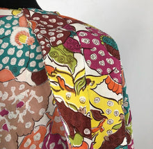 Load image into Gallery viewer, 1940s Bold Floral Dress in Pink, Teal, Chartreuse and Brown - Bust 34 35 35