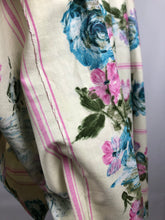 Load image into Gallery viewer, Original 1950s Yellow and Blue Cotton Skirt with Bold Roses Print - Waist 26" 27"