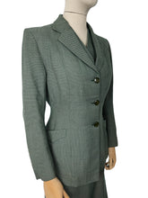 Load image into Gallery viewer, Original 1940's Green and Cream Three Piece Suit - Jacket, Skirt and Neat Little Waistcoat - Bust 36 37 38