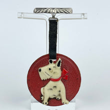 Load image into Gallery viewer, Original 1930's or 1940's Brooch Featuring a Dog in a Red Bow