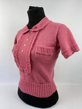Load image into Gallery viewer, 1930s Reproduction Jumper with Jabot and Lace Trim in Slate Rose - Bust 33 34