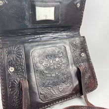 Load image into Gallery viewer, Original 1930's 1940's Beautiful Embossed Brown Leather Handbag