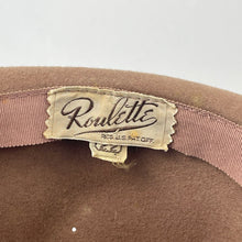 Load image into Gallery viewer, Original 1930's Mid Brown Felt Fedora with Blue and Burgundy Felt Trim *