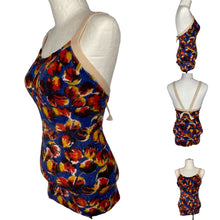 Load image into Gallery viewer, Original 1930's Autumnal Floral Woollen Swimsuit - Vintage Swimwear - Bust 34 36