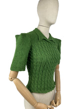 Load image into Gallery viewer, 1940's Reproduction Twisted Cable and Rib Jumper in Grass Green - Bust 33 34 35