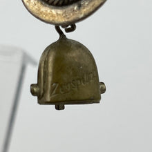Load image into Gallery viewer, 1930s 1940s White Metal Tyrolean German Novelty Brooch with Walking Stick, Hat and Cow Bell