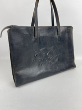Load image into Gallery viewer, Original 1930's Blue Leather Handbag with Embossed Dog Detail