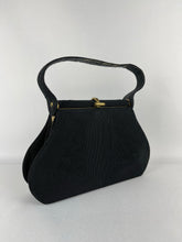 Load image into Gallery viewer, Original 1940s 1950s Black Corde Bag with Gold Tone Clasp
