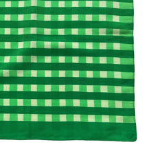 Load image into Gallery viewer, Original 1940's or 1950's Pure Silk Hankie in Two-tone Green Check - Neat Pocket Square - Great Gift Idea