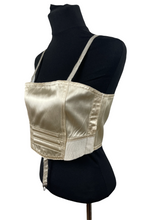 Load image into Gallery viewer, Original 1920's Flapper Cream Satin Binder Bra with Boning - True Vintage Underwear - Bust 34"
