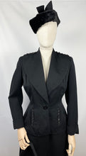 Load image into Gallery viewer, Original 1940s Black Wool Suit with Fabulous Button Detail - Bust 34 35 36