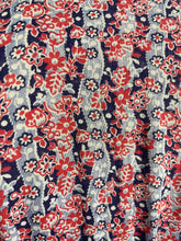 Load image into Gallery viewer, Original 1940's Red, White and Blue Floral Linen Dress with Neat Collar - Bust 34 35 *