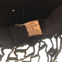 Load image into Gallery viewer, Outstanding Original 1940s Black Felt Hat with Attached Crochet Snood