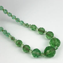 Load image into Gallery viewer, Original 1940s 1950s Green Faceted Glass Graduated Bead Necklace
