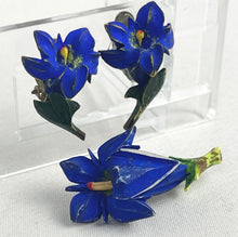 Load image into Gallery viewer, Vintage Gentian Brooch and Earrings Set From the 1940's or 1950's
