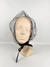 Load image into Gallery viewer, Original 1950's Net Hood with Pretty Glitter Flock Starburst Design