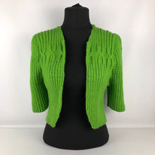 Load image into Gallery viewer, 1940s Reproduction Hand Knitted Bolero in Grass Green - B34 35 36 37 38