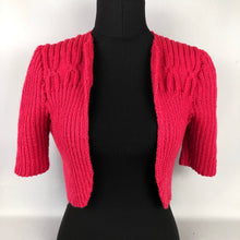 Load image into Gallery viewer, 1940s Style Hand Knitted Bolero in Pomegranate - B34 36