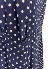 Load image into Gallery viewer, Original 1940's Volup Navy and White Polka Dot Crepe Day Dress - Bust 42 44