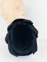 Load image into Gallery viewer, Original 1950s Black Felt Beaded Hat with Paste Decoration