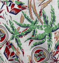 Load image into Gallery viewer, 1940s Reproduction Novelty Print Blouse with Buildings and Palm Trees - B34 35 36