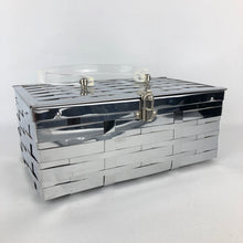 Load image into Gallery viewer, 1950s Woven Metal Box Bag with Clear Lucite Handle