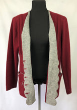 Load image into Gallery viewer, Original 1940s CC41 Machine Knitted Cardigan in Burgundy and Grey - B40 42