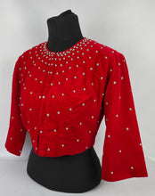 Load image into Gallery viewer, Perfect for Christmas Original 1950s Cotton Velvet Zip Front Cropped Jacket with Sequin and Faux Pearl Decoration - Bust 38" 39" 40"