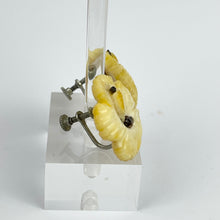 Load image into Gallery viewer, Original 1940's 1950's Carved Hibiscus Flower Screw Back Earrings from Japan