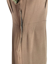 Load image into Gallery viewer, Original 1940’s Cafe Au Lait Crepe Dress with Bronze Beading - Perfect For Day or Evening Wear - Bust 36