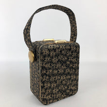 Load image into Gallery viewer, Original 1940s or 1950s Black and Gold Box Bag with Cigarette Case by Lin Bren