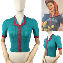 Load image into Gallery viewer, Reproduction 1940's Wartime Jumper in Blue and Red - Bust 33 34 35