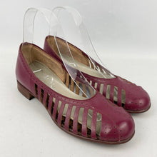 Load image into Gallery viewer, Original 1950’s Burgundy Leather Summer Sandals with Openwork Sides - UK 4 4.5 *