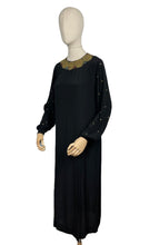 Load image into Gallery viewer, Original 1920's 1930's Black Silk Crepe Day Dress with Incredible Soutache Collar with Silk Embroidery - Bust 36