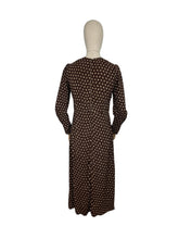 Load image into Gallery viewer, Original 1930's Brown and Cream Crepe Long Sleeved Dress - Bust 32 34