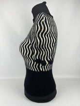 Load image into Gallery viewer, Original 1940s Black and White Wavy Knit Jumper - Bust 30 31