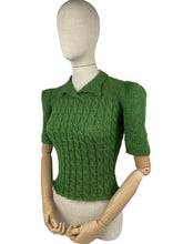 Load image into Gallery viewer, 1940's Reproduction Twisted Cable and Rib Jumper in Grass Green - Bust 33 34 35