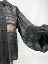 Load image into Gallery viewer, Original 1940s Black Chiffon Balloon Sleeved Blouse - Bust 34 35 36