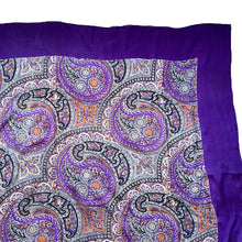Load image into Gallery viewer, Original 1940's Pure Silk Scarf in Cadbury Purple with Bold Paisley Print