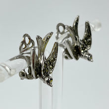 Load image into Gallery viewer, Beautiful 1940's 1950's Blue Bird Shaped Earrings with Marcasite Middles