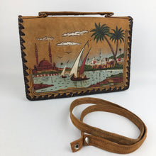 Load image into Gallery viewer, Vintage Tooled Leather Egyptian Tourist Bag