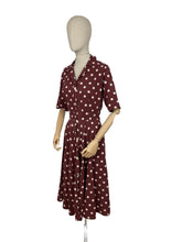 Load image into Gallery viewer, Original 1950's Brown and White Polka Dot Day Dress with Mother of Pearl Buttons - Bust 36 38