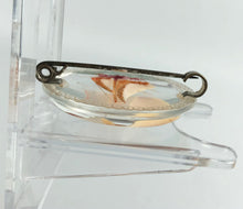 Load image into Gallery viewer, Original 1940s 1950s Circular Reverse Carved Lucite Brooch with Sailing Ship on the Sea