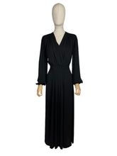 Load image into Gallery viewer, Original 1940's Black Crepe Balloon Sleeved Evening Gown - Bust 35 36