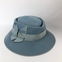 Load image into Gallery viewer, Original 1930s Cornflower Blue Fedora with Grosgrain Trim