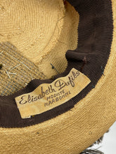 Load image into Gallery viewer, Original 1940s Natural Straw Hat with Warm Chocolate Brown Fringed Trim - AS IS