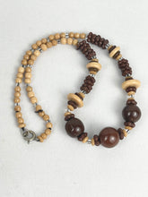 Load image into Gallery viewer, Vintage Graduated Glass Bead Necklace In Brown and Cream - Charming Autumnal Necklace